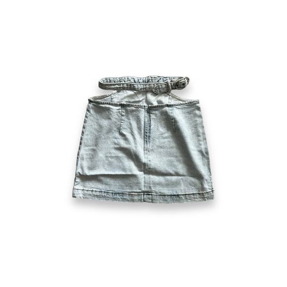New WeWoreWhat Cut Out Mini Skirt Denim Super Light Blue Comfort Indigo Large - Picture 6 of 8